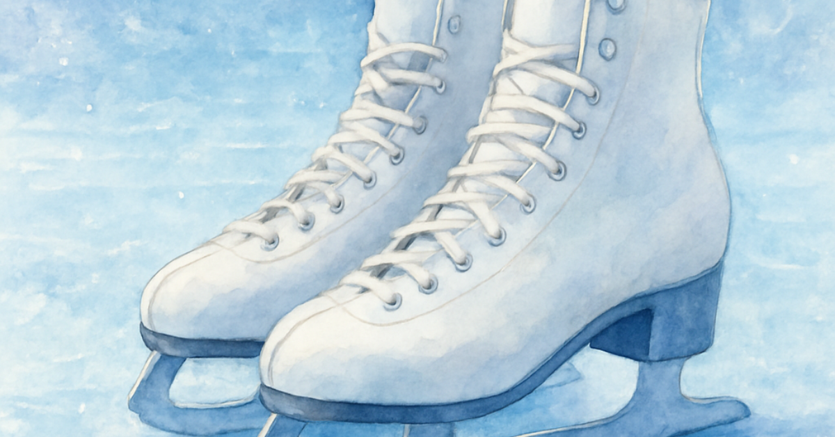 figure skating boots on ice